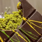 Dubai chocolate bar recipe topped with pistachio cream and kataifi crunch