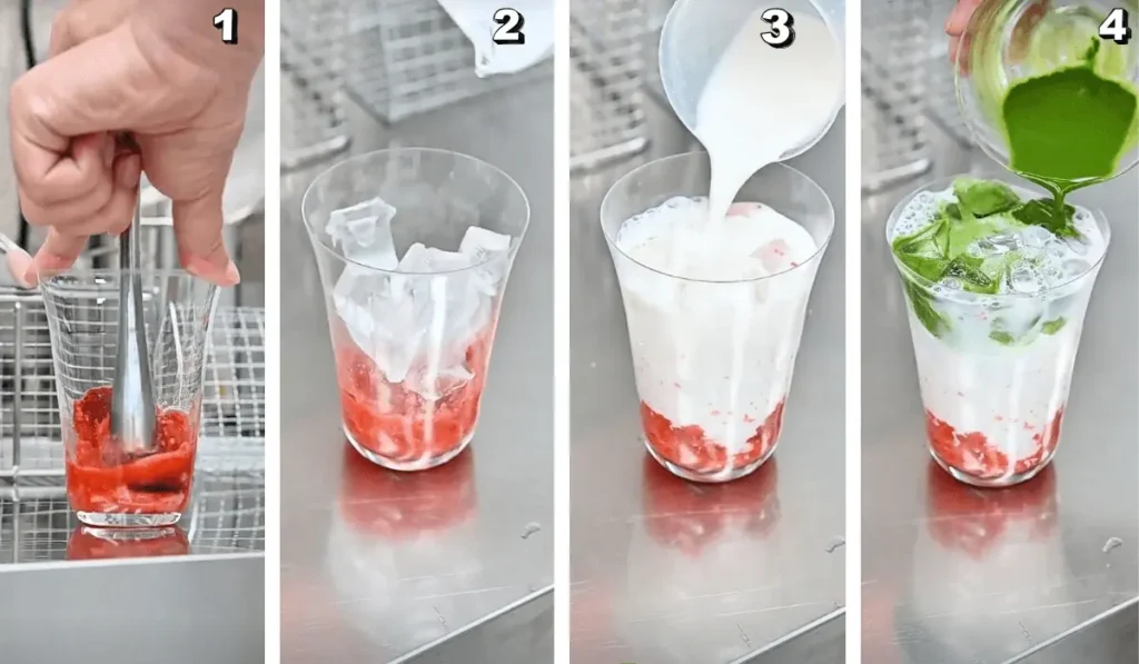 How to make strawberry matcha latte in 4 easy steps