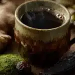Steaming mug of authentic Japanese Mounjaro recipe with matcha, ginger, umeboshi, and kombu