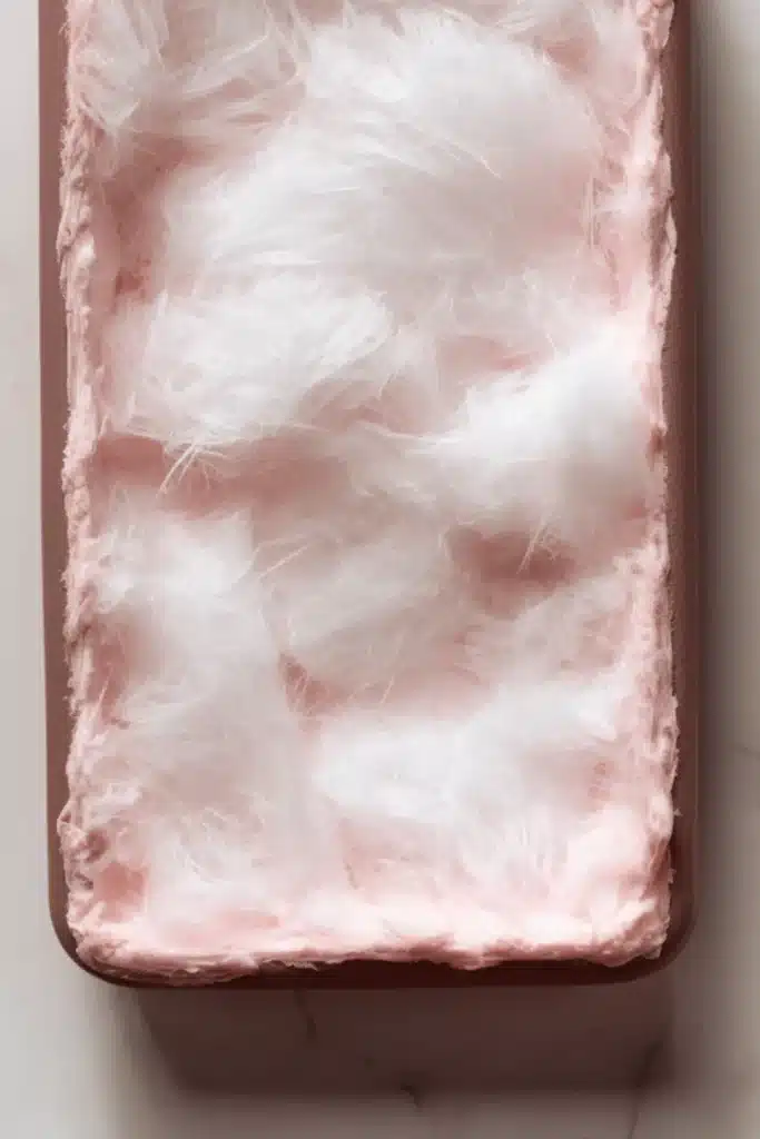 Layering pişmaniye inside a pink chocolate shell for angel hair bars
