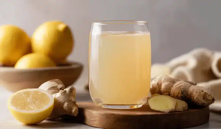 Glass of the viral Japanese Mounjaro recipe with lemon and ginger