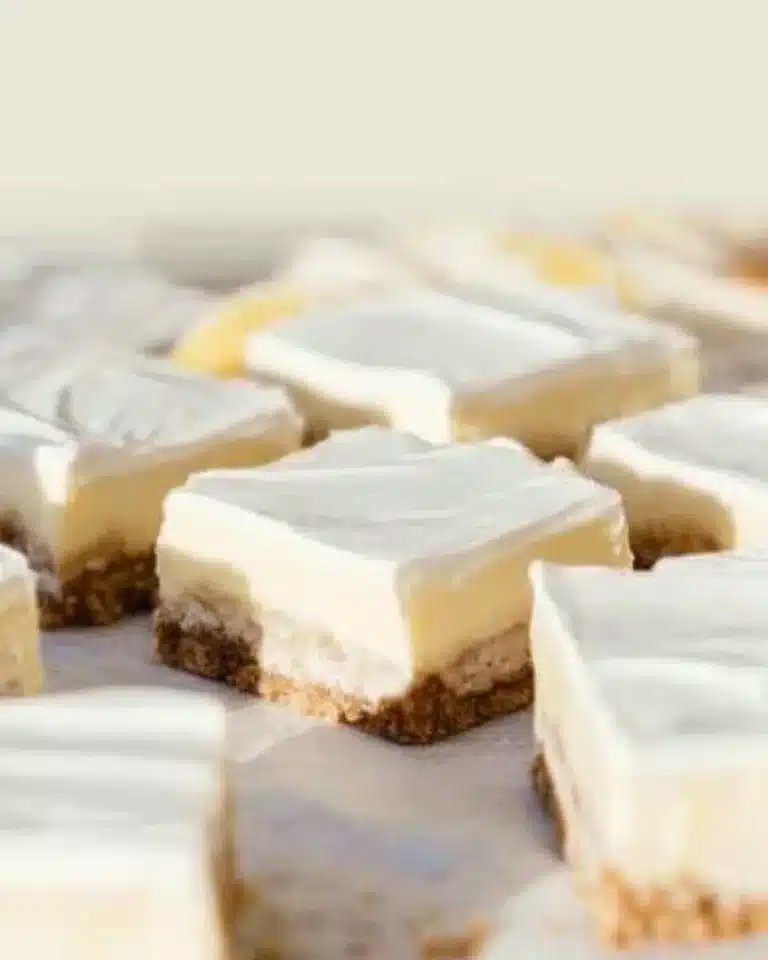 Delicious Banana Cream Pie Bars served on a white plate with banana slices