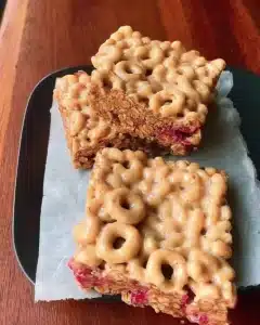 Homemade easy cereal bars with oats, nuts, and dried fruits.