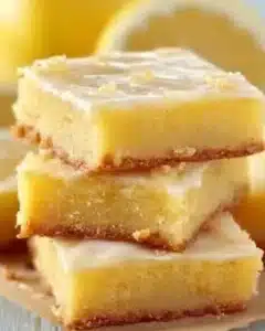 Delicious lemon brownies with a tangy lemon glaze on top